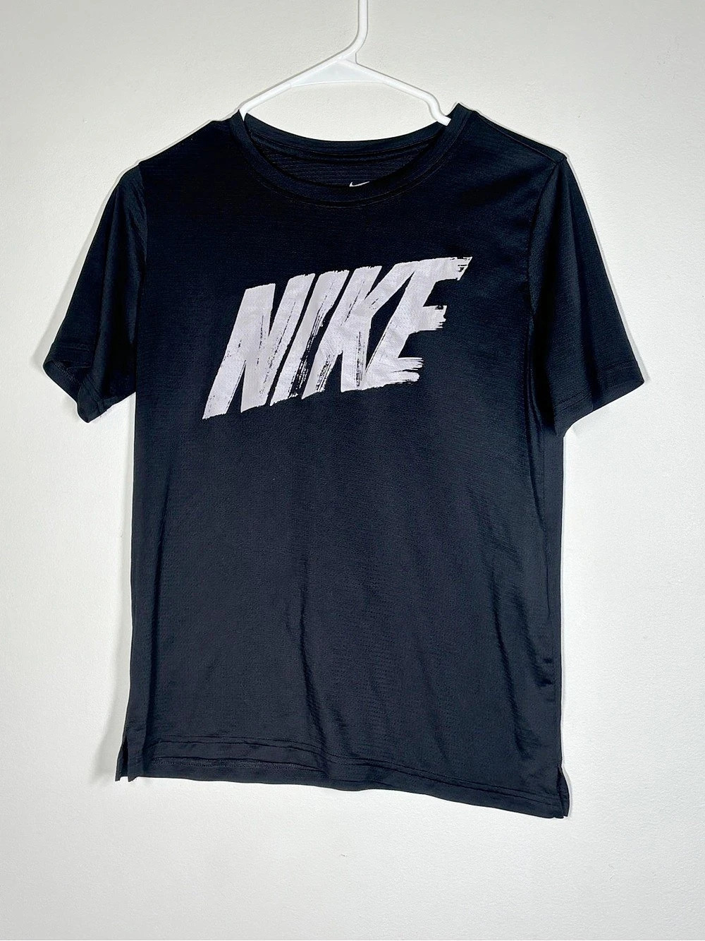 Nike Dri-FIT Brushstroke Logo T-Shirt Black & White Youth XL